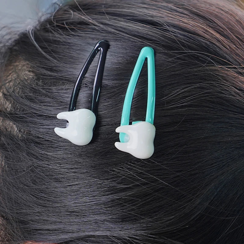 ミニ歯型ヘアクリップ 10個セット｜デンタルギフト・かわいい髪留めアクセサリー