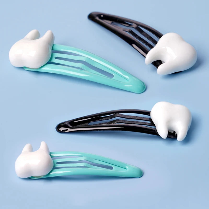ミニ歯型ヘアクリップ 10個セット｜デンタルギフト・かわいい髪留めアクセサリー