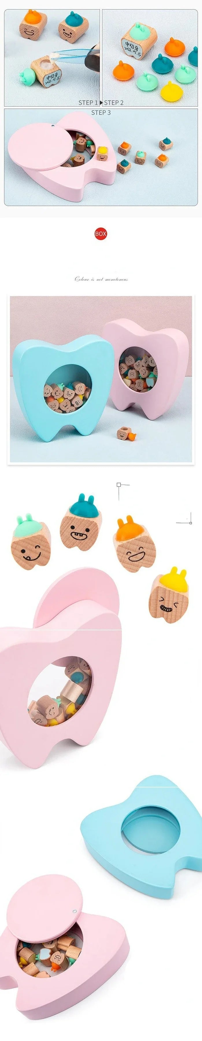 木製乳歯ケース｜男女兼用ベビー歯収納ボックス・記念用コレクションボックス